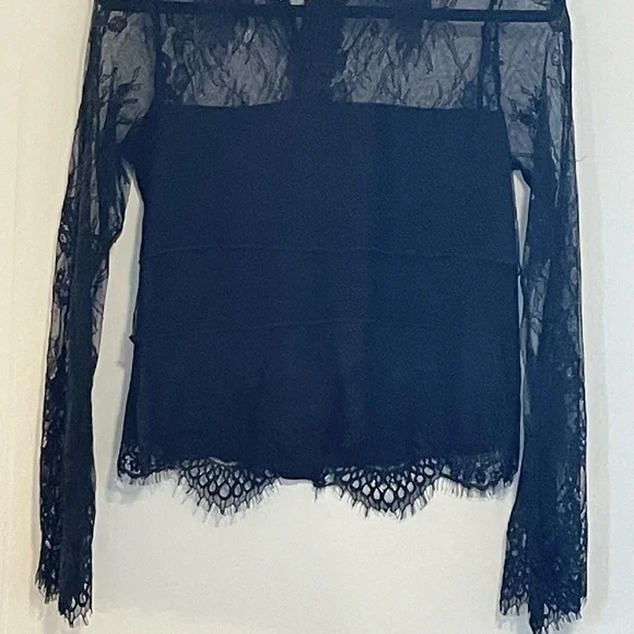 American Eagle Outfitters Black Lace Zip-Up Blouse. Item # 11327 - Picture 3 of 3
